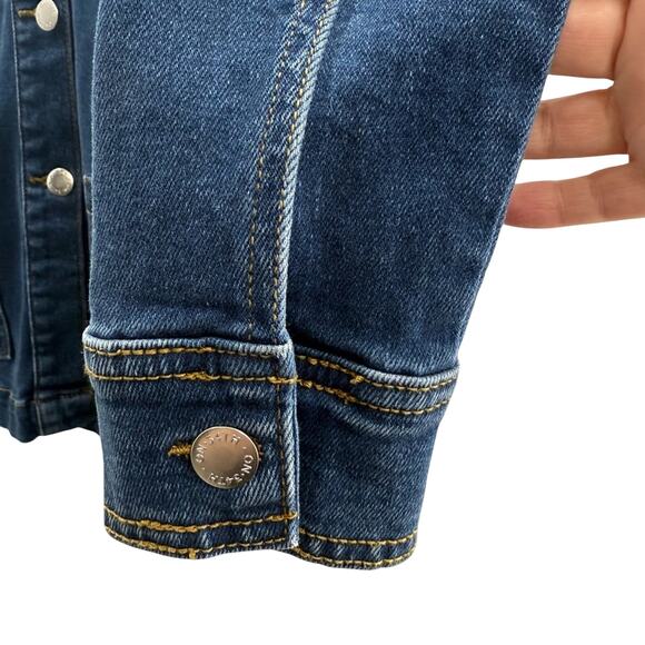 On 34th Women's Belted Denim Wrap Jacket Long Length Fall Winter Medium Wash XS - Picture 9 of 16